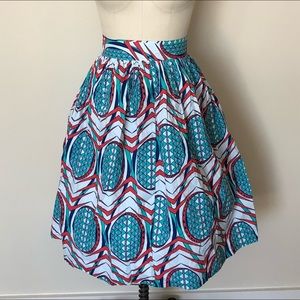 Grass Fields African Print Flared Skirt.